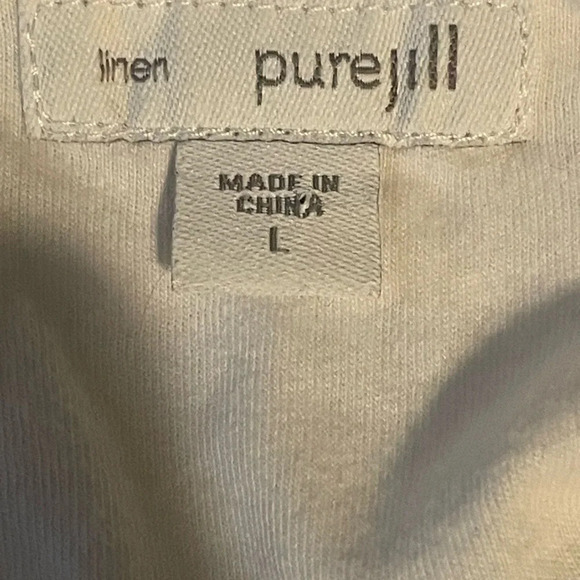 PURE JILL 100% Linen White Sleeveless Layered Sheath Dress Size Large - Picture 10 of 11